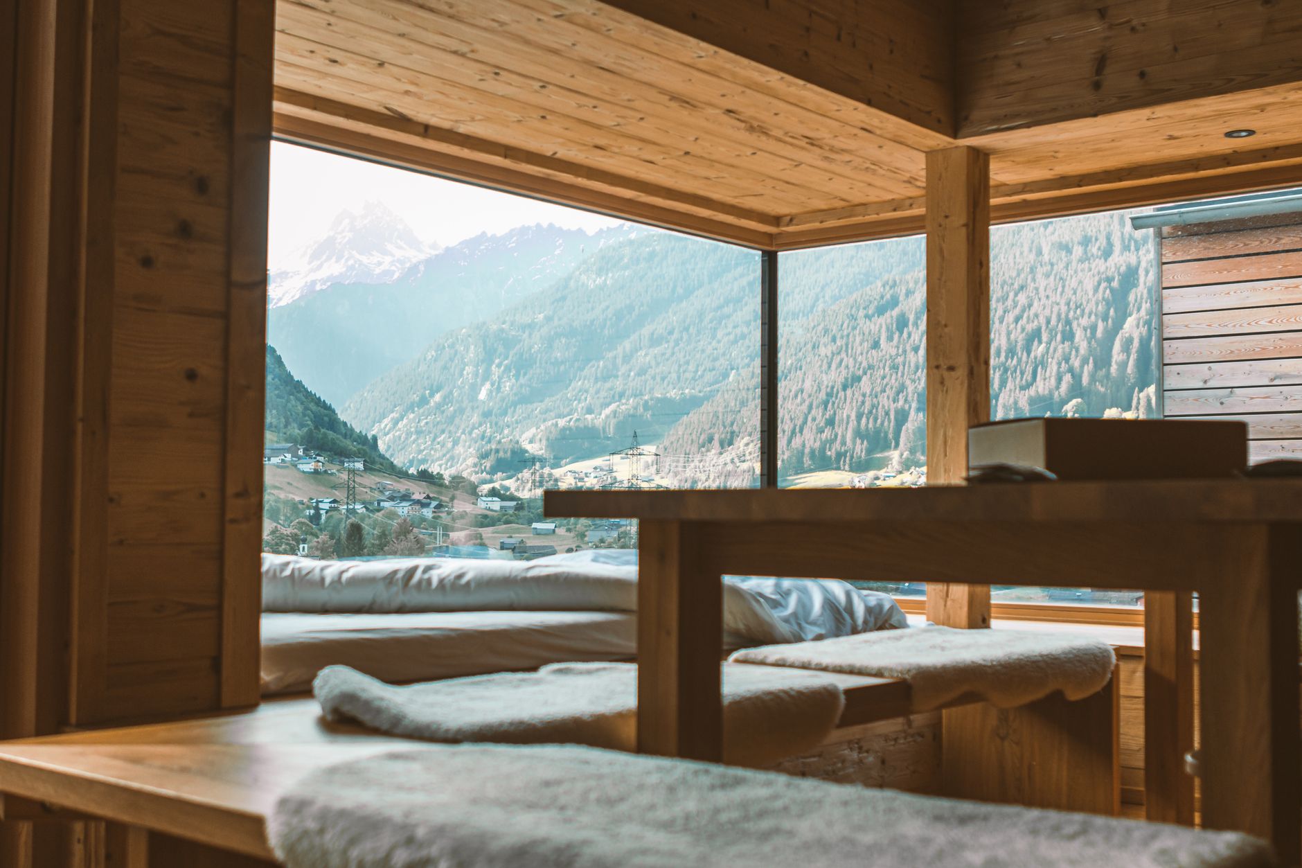 Alpine valley wooden home in South Tyrol Dolomites